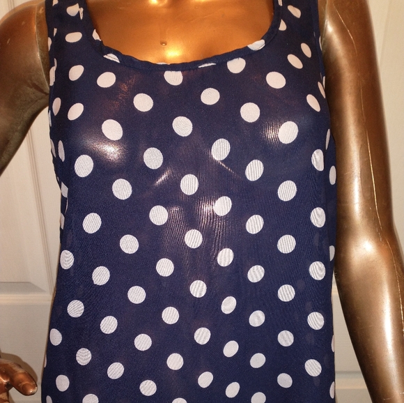 Navy blue and white polka dot sleeveless top - Picture 3 of 6